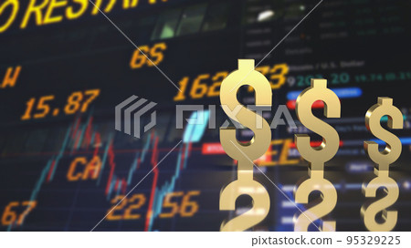 The gold dollar symbol on business background 3d rendering 95329225