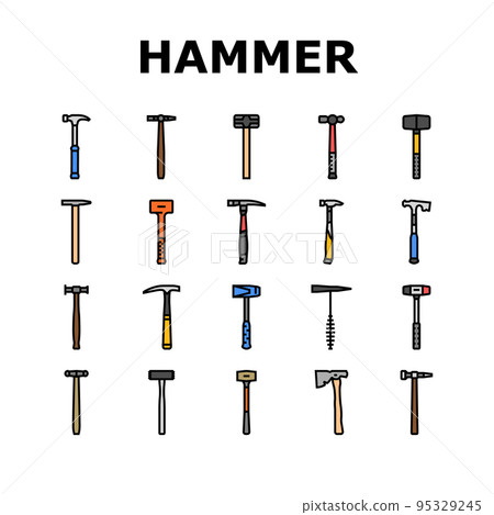 hammer tool construction icons set vector 95329245