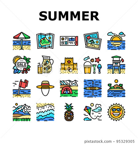 summer season vacation nature icons set vector summer season vacation nature icons set vector 95329305
