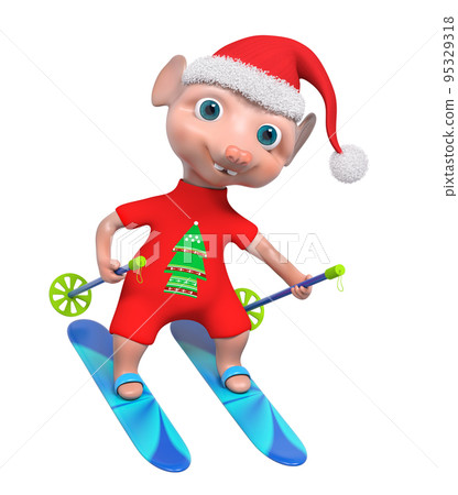 Adorable mouse boy skier 3d rendering Adorable mouse boy skier 3d rendering 95329318