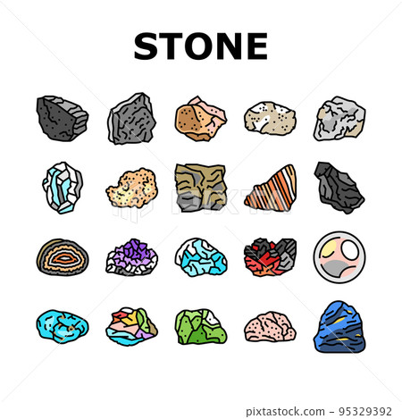 stone rock texture nature icons set vector stone rock texture nature icons set vector 95329392