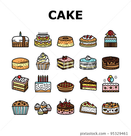 cake birthday food dessert party icons set vector cake birthday food dessert party icons set vector 95329461