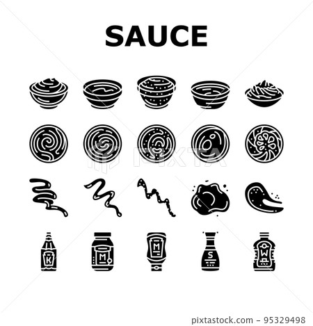 sauce ketchup food mayonnaise icons set vector 95329498