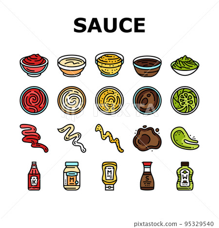 sauce ketchup food mayonnaise icons set vector 95329540