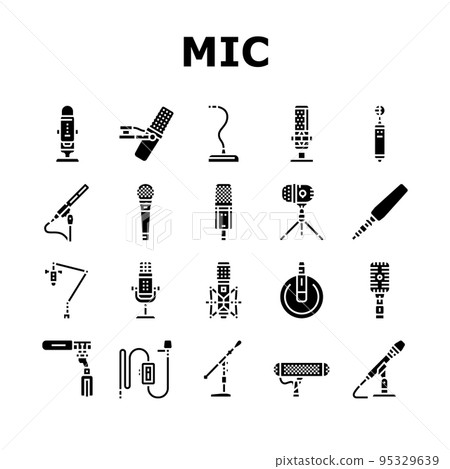 mic microphone voice podcast icons set vector 95329639