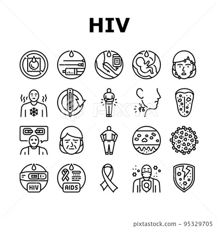 hiv aid health medical ribbon icons set vector hiv aid health medical ribbon icons set vector 95329705
