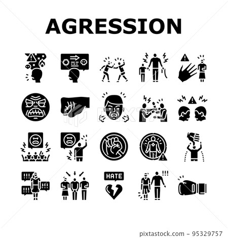 violence first aggressive hand icons set vector violence first aggressive hand icons set vector 95329757