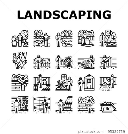 garden landscape lawn landscaping icons set vector garden landscape lawn landscaping icons set vector 95329759