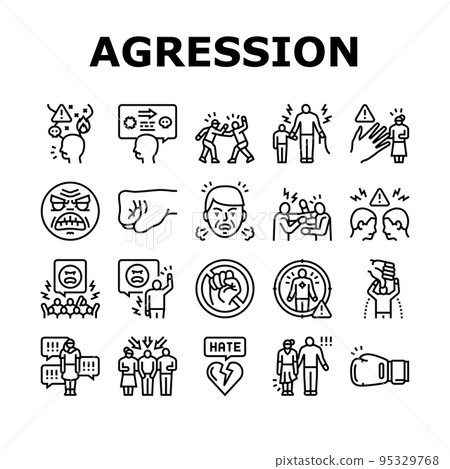 violence first aggressive hand icons set vector violence first aggressive hand icons set vector 95329768