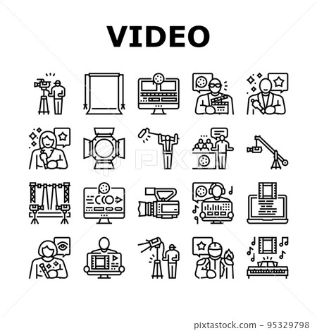 video production film studio icons set vector video production film studio icons set vector 95329798