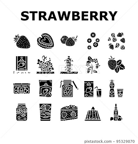 Strawberry Freshness Ripe Berry Icons Set Vector Strawberry Freshness Ripe Berry Icons Set Vector 95329870