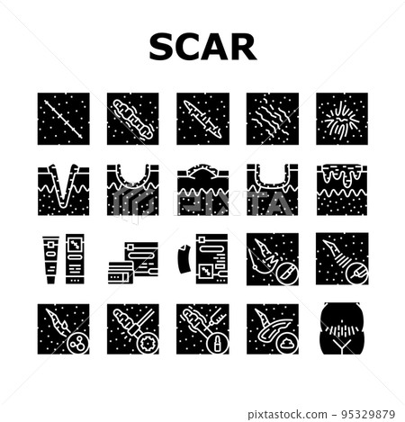 Scar After Trauma Or Surgery Icons Set Vector 95329879