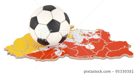 Football ball with map of Bhutan concept, 3D rendering 95330381