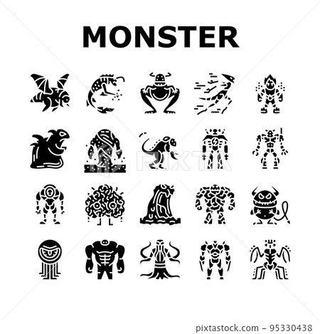 Monster Scary Fantasy Characters Icons Set Vector Monster Scary Fantasy Characters Icons Set Vector 95330438