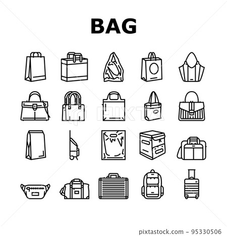 Bag For Carry Products And Goods Icons Set Vector Bag For Carry Products And Goods Icons Set Vector 95330506