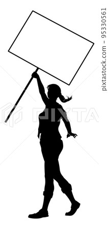 Protest Rally March Picket Sign Silhouette Person Protest Rally March Picket Sign Silhouette Person 95330561