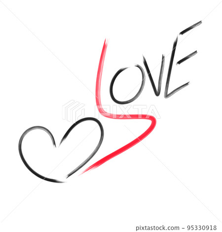 Heart shape and word love handwritten. 95330918