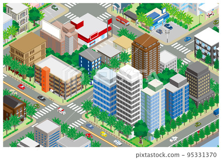 Three-dimensional view of the townscape. Cityscape. 95331370