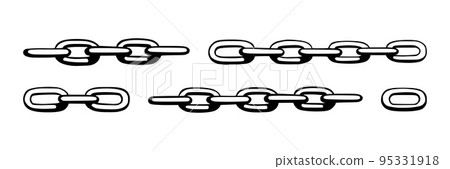 Chain as symbol of unity and cooperation. Sketch of metal chains. Vector illustration 95331918