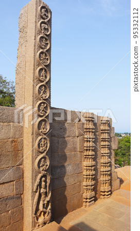 Carved pillars of Raya Gopuram, Mahabalipuram, Tamilnadu, India 95332112