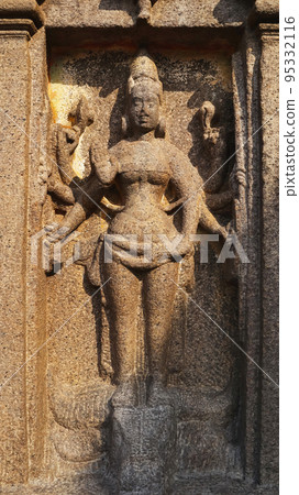 Sculpture of Goddess Adimata at Trimurti Caves, Mahabalipuram, Tamilnadu, India Sculpture of Goddess Adimata at Trimurti Caves, Mahabalipuram, Tamilnadu, India 95332116