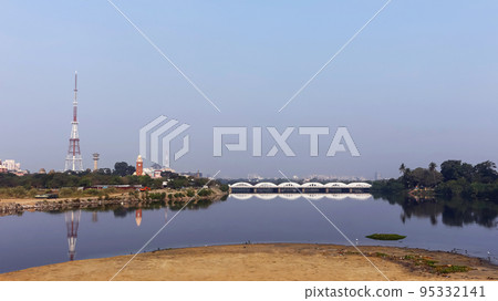 View of Napier Bridge and Drainage of City from Marina beach, Chennai, Tamilnadu, India View of Napier Bridge and Drainage of City from Marina beach, Chennai, Tamilnadu, India 95332141