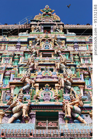Front view of Gopuram of Nataraja Temple and Shiva Shiva written on it, Chidambaram, Tamil Nadu, India 95332168