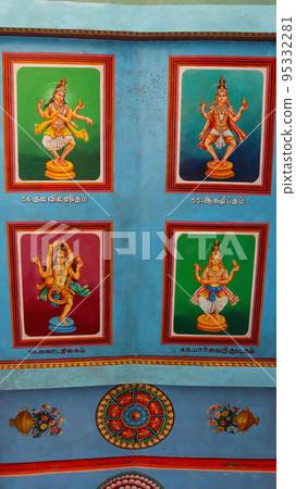 Paintings of Lord Shiva in different forms on Ceiling of Mandapam in Nataraja Temple, Chidambaram, Tamilnadu, India Paintings of Lord Shiva in different forms on Ceiling of Mandapam in Nataraja Temple, Chidambaram, Tamilnadu, India 95332281