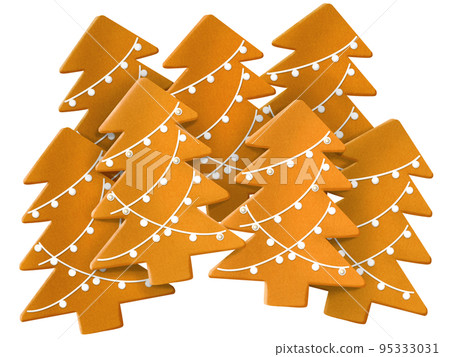 聖誕樹糖霜餅乾的逼真味道的美味插圖 聖誕樹糖霜餅乾的逼真味道的美味插圖 95333031