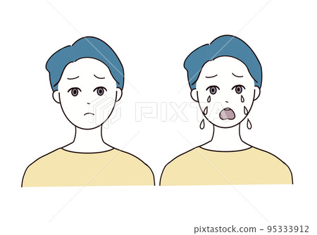 一個表情悲傷的男人的插圖 一個表情悲傷的男人的插圖 95333912