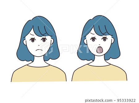 Illustration of a woman with an angry expression 95333922