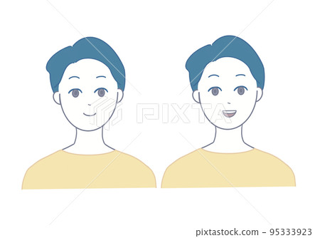 Illustration of a man with a laughing expression Illustration of a man with a laughing expression 95333923