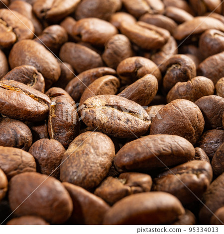 texture of roasted coffee beans, aromatic and energy drink. 95334013