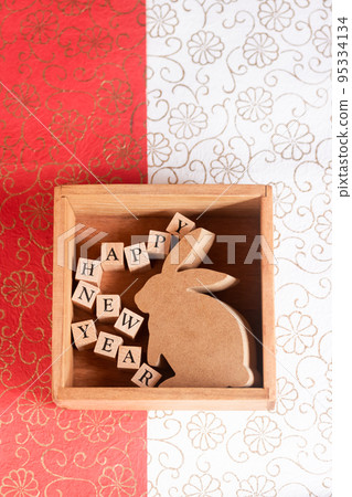 2023 New Year's card material, shadow box-style rabbit zodiac decoration 95334134