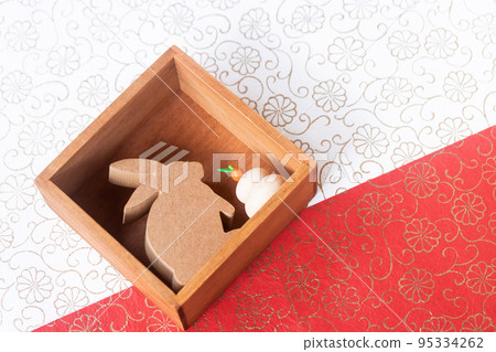 2023 New Year's card material, shadow box-style rabbit zodiac decoration 95334262