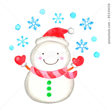 可愛的雪人和雪花 可愛的雪人和雪花 95334439