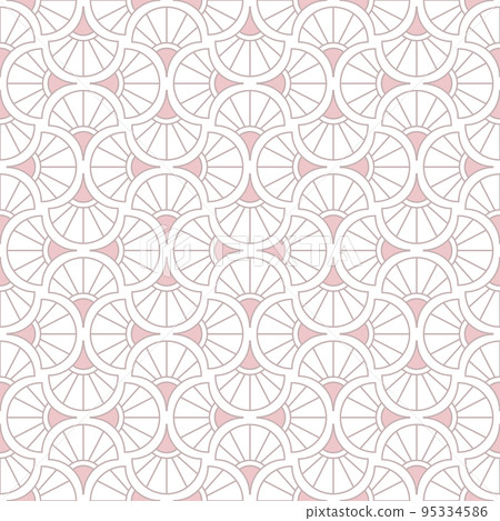 Flower geometric pattern. Seamless vector background. White and pink ornament. Ornament for fabric, wallpaper, packaging. Decorative print Flower geometric pattern. Seamless vector background. White and pink ornament. Ornament for fabric, wallpaper, packaging. Decorative print 95334586