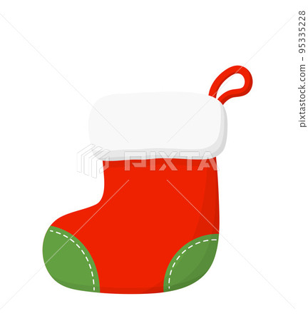 聖誕節的元素:聖誕襪,毛線襪子,向量卡通風格 95335228