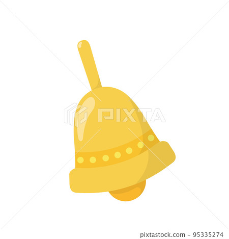 聖誕節的元素:金色的鈴鐺或鐘,向量卡通風格 95335274