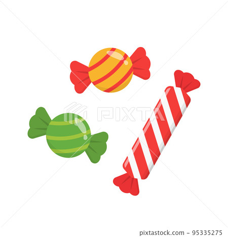 聖誕節風格的糖果,條紋的造型,美味好吃,向量卡通風格 95335275