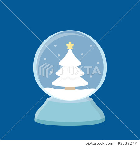 Glass snowball with white christmas tree inside, vector cartoon style 95335277