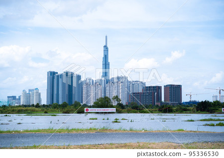 Vietnam's tallest 81-story "Landmark 81" seen from the Thu Thiem New City area Vietnam's tallest 81-story "Landmark 81" seen from the Thu Thiem New City area 95336530
