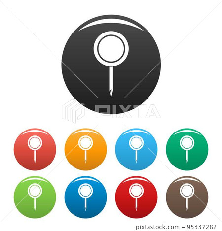 Round pin icon. Simple illustration of round pin vector icons set color isolated on white Round pin icon. Simple illustration of round pin vector icons set color isolated on white 95337282