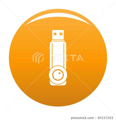 Plastic flash drive icon. Simple illustration of plastic flash drive vector icon for any design orange Plastic flash drive icon. Simple illustration of plastic flash drive vector icon for any design orange 95337283