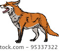 Fox, color. vector image of a fox, vector illustration for use in logos, signs, trademarks, for design and advertising 95337322