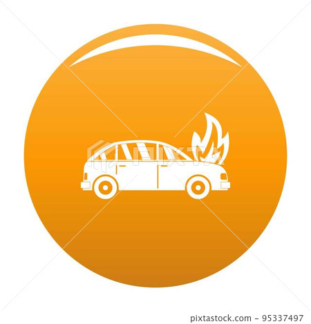 Burning car icon. Simple illustration of burning car vector icon for any design orange 95337497