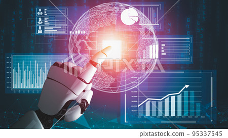 Futuristic robot artificial intelligence revolutionary AI technology concept Futuristic robot artificial intelligence revolutionary AI technology concept 95337545