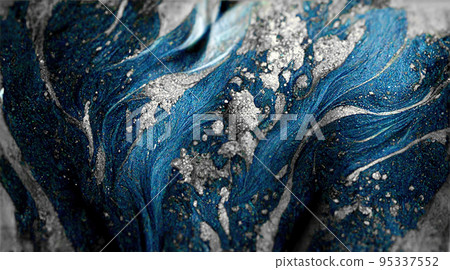 Spectacular dark blue and white ink swirled around. Digital art 3D illustration. Spectacular dark blue and white ink swirled around. Digital art 3D illustration. 95337552