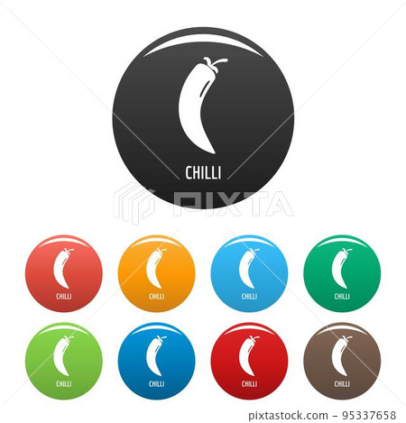 Chilli pepper icon. Simple illustration of chilli pepper vector icons set color isolated on white Chilli pepper icon. Simple illustration of chilli pepper vector icons set color isolated on white 95337658