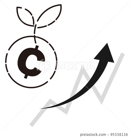 Cent (¢) currency and rising chart image (black and white) Cent (¢) currency and rising chart image (black and white) 95338116